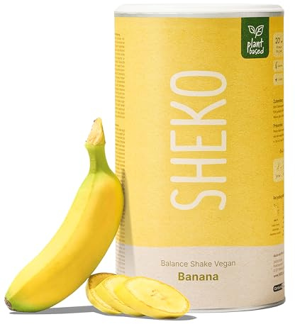 SHEKO Balance Shake Vegan Banane - 14 Cremige Mahlzeitenersatz Shakes zum Abnehmen - Proteinreich, Glutenfrei & Natürlicher Geschmack - Abnehmen Shake