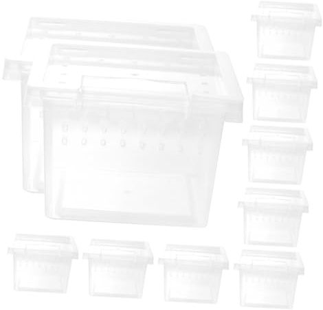 ANDRESLAD 10 Stück Teiliges Transparentes Reptilien fütterungsbox mit Belüftung Stabiles Kunststoff Terrarium für Kleine Spinnen Geckos und Insekten Klare Beobachtungsbox für Terrarien und