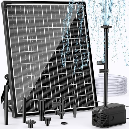 POPOSOAP Bomba de fuente con energía solar, 20 W, 1200 l/h, bomba de estanque con energía solar con 4 patrones de rociado, caudal ajustable y protección contra fallos de agua, para estanques de jardín