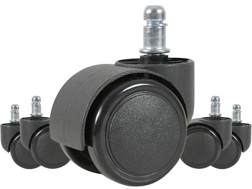 Lot de 5 Roulettes Pivotantes 360° pour Chaise de Bureau - Silencieuses, Sans Rayures - Compatibles Symino - 300 kg