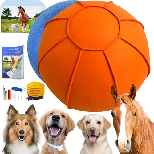 BabieDtOyG Herding Ball for Dogs, 25 Horse Ball with Cover, Dog Herding Balls Large with Hand Pump, Dog Horse Toys for Play Hurding/Hearding (Orange)