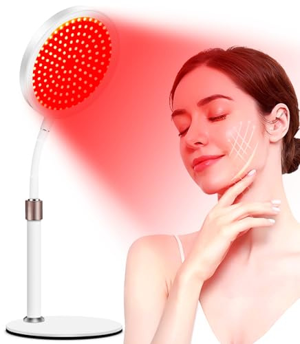 Relhafethy Lampe Infrarouge Avec Socle, 100 LED 660/850 Nm, Minuteur 15/30/45 Min, 10 Niveaux De Luminosité, Puce 3-en-1 & Col De Cygne, Lumières Rouges Pour Usage Domestique