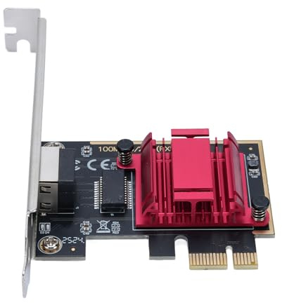 CHICIRIS Carte Ethernet PCIe 2.5G, Adaptateur Réseau Stable à Grande Vitesse pour Joueurs 8 10 11, pour Ordinateur de Bureau 10 100 1000M 2.5G