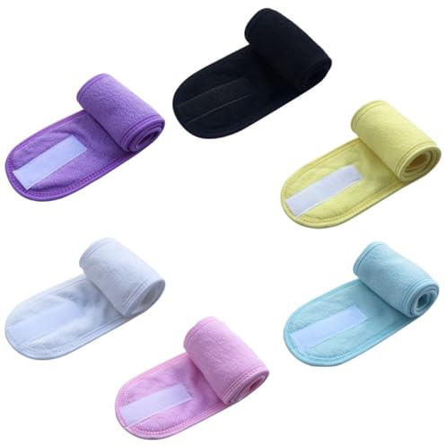 NUOBESTY 6 Stück Verstellbare Spa Stirnbänder aus Hautfreundlichem Stoff Elastischer Haarwickel für Gesichtsreinigung Make Up Yoga und Sport Bunt