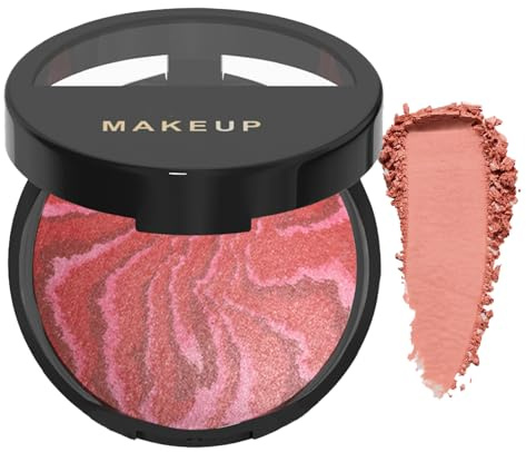 Baked Blush, Buildable Blush Powder, Long-lasting 24H Wear, Shimmer Brick Pressed Blusher, Transfer, Water & Sweat Resistant, New Formula (#03)