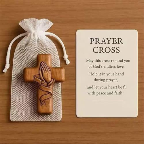 hayrayo Prayer Cross Gift,Resin Holding Cross,Handmade Christian Cross for Women,Orthodox Cross, Baptism Gifts, Goddaughter Gifts, Religious Gifts for Women