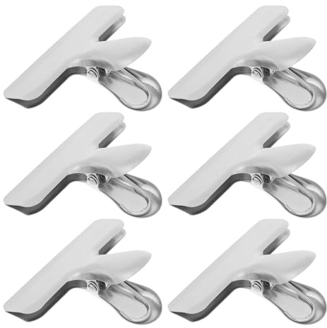 QUMIIRITY Clips de Fermeture pour Conserver Aliments Lot de 6 en Acier Inoxydable Effet D'étanchéité, Empêchant L'humidité Poussière pour Paquet Alimentaires