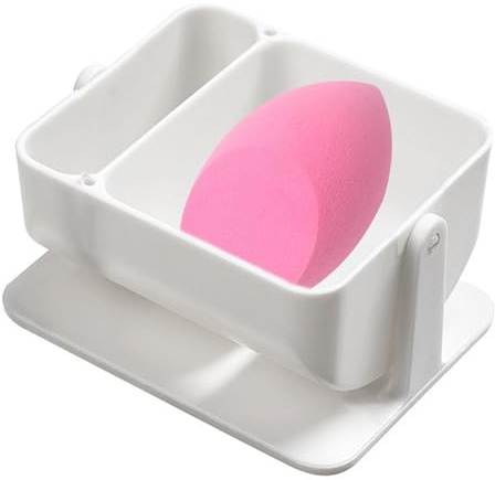 Scatola porta spugna cosmetica - Espositore per frullatore per trucco, contenitore ventilato per piumino da, unità di conservazione igienica per spugne di bellezza, custodia compatta per