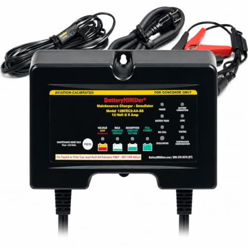 BatteryMINDer 128CEC2-AA-S5: 12 Volt-8 Amp Concorde Aviation Battery Charger, Battery Maintainer, and Battery Desulfator