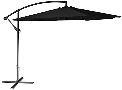 Parasol déporté OAHU Rond 3,50m de diamètre Noir avec manivelle. Parasol déporté inclinable et Rabattable.