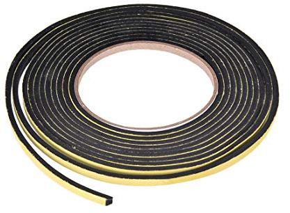 sourcing map Ruban d'étanchéité en mousse 5 mm de large, 3 mm d'épaisseur, 4 m de long, bande d'étanchéité autocollante pour isolation de fenêtre et porte