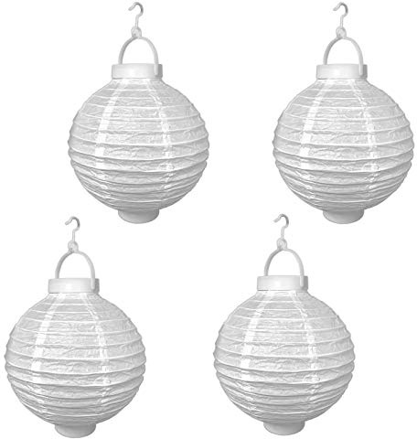 4er Set LED Lampion Party Garten ø 20cm weiß Deko Lampenschirm Lampe Kugel Laterne