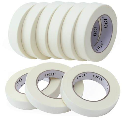 OGI Masking Tape 0.94 Inch Wide Beige White Painters Tape Thin Removable General Purpose Masking Tape Bulk for Labeling Painting Drafting Art Craft, 0.94 Inch x 60 Yards, 9 Rolls