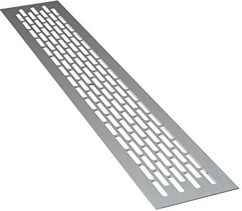 sossai® Rejillas de ventilación de aluminio - Alucratis (1 pieza) | Rectangular - dimensiones: 48 x 8 cm | Color: aluminium | rejilla de aire