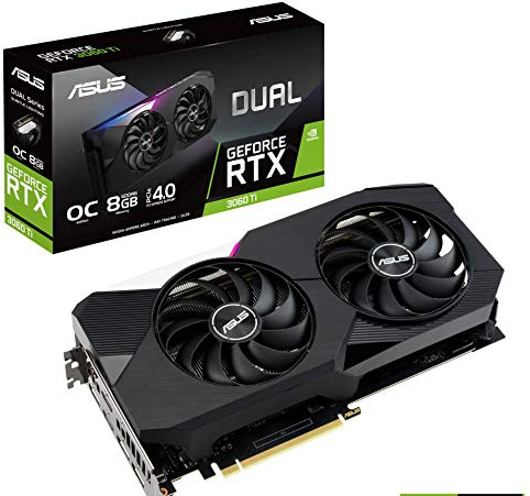 ASUS Dual NVIDIA GeForce RTX 3060 Ti OC Edition Gaming Graphics Card (PCIe 4.0, 8GB GDDR6 Memory, HDMI 2.1, DisplayPort 1.4a, Axial-Tech Fan Design, Dual BIOS, Protective Backplate, GPU Tweak II)