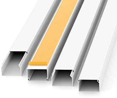 Canaleta para Cables autoadhesiva, Color Blanco, 1 m (10 Unidades, 25 x 16 mm, pequeño), 10 m, con Cinta Adhesiva de Espuma, Listo para Montaje en la Pared, 25 x 16 mm