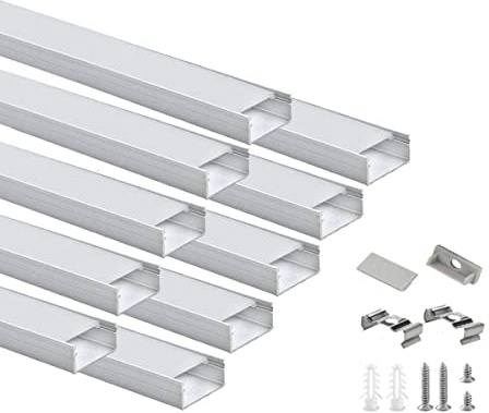 Besseto LED Profil 10 x 1m, U Form Streifen Licht Diffusor Profil Kanal mit milchiger Abdeckung,Endkappen und Montagehalterung,Aluprofil LED Streifen