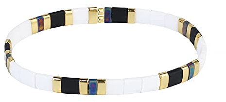 KELITCH Bunte Strand Stretch Armbänder Tila Beads Armbänder Boho Freundschaftsarmbänder Charm Armbänder für Damen