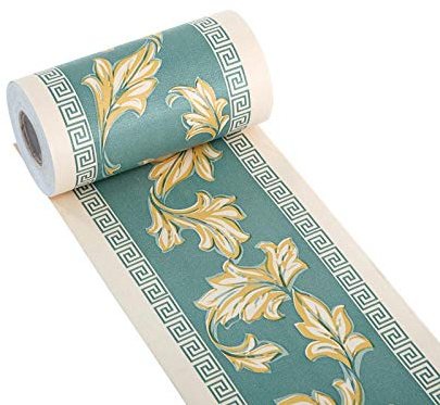 Tapetenbordüre selbstklebend Blaues Ahornblatt PVC Sockelleiste Dekorative Bordüre Selbstklebende Home Bordüre Küche Tapetenbordüre selbstklebend für Badezimmer Wohnzimmer 10.6X1000CM