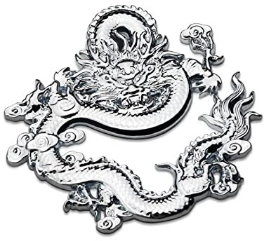 PMSMT Drachen Auto Aufkleber Auto Persönlichkeit 3D Stereo Modifikation Metall Auto Logo Körper Scratch Aufkleber hinten Tail Label Dekoration Aufkleber - Silber
