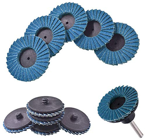 10 dischi lamellari da 75 mm, grana 40/60/80/120, blu, platorello standard per acciaio inossidabile, metallo e legno (grana K60)