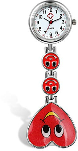Avaner Krankenschwesteruhr Lächelndes Gesicht Design Pflegeruhr FOB Analog Taschenuhr Quarzwerk Pulsuhr Ansteckuhr Unisex Schwesternuhren mit Pin/Clip für Arzt Doktor Medical