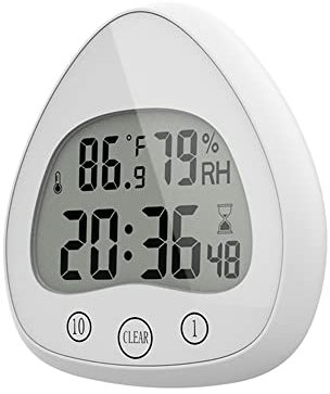 Lancoon Reloj de Pared Digital para baño, Ducha silenciosa, Temporizador de Cocina, superimpermeable, a Prueba de Niebla, a Prueba de Polvo, con Ventosa, inducción de Humedad y Temperatura (Blanco)