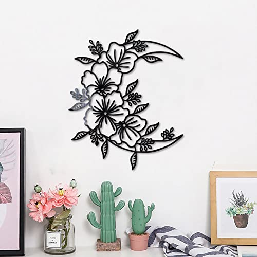 Spiegelfliesen Selbstklebend Mond Schwarze Blume Spiegelfliesen Acrylic Klebespiegel DIY Dekorieren Spiegel Selbstklebend Wandtattoo Wohnzimmer Schlafzimmer Badezimmer 32.7x40cm