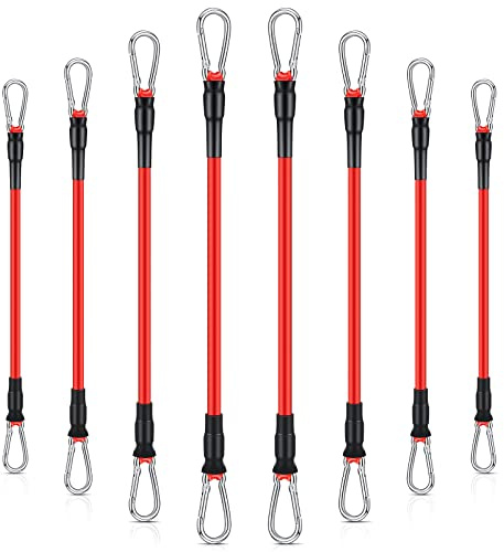 Liliful 8 pcs Resistance Bands for Working Out Additional Exercise Bands for Replacement Workout Equipment Elastic Stretch Legs Ankle Straps for Men Women Strength Training Fitness Gym Home, Red