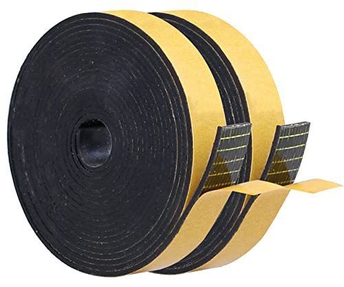 TORRAMI Adhesive Solid Neoprene Rubber Strips 1/16 (.062) inch Thick X 1/2 inch Wide X 10 Feet, for DIY Weather Stripping,Gasket,Seal,Pads,Crafts (Total 20 Ft Length, 2 Rolls of 10 Ft Each)