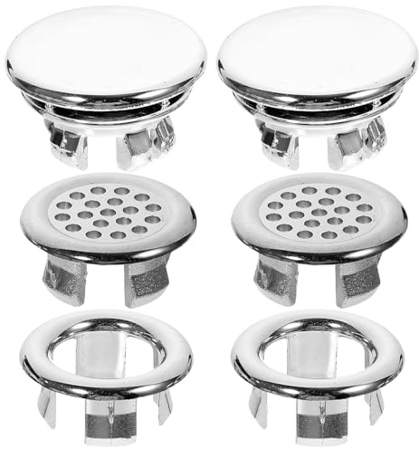 OSALADI 6pcs Overflow Hole Fittings Drain Cover Bath Sink Hole Dresser Decor Round Trim Cap Bath Sink Overflow Ring Replacement Bathroom Accessory Bathroom Wash Basin Overflow Ring Grommet