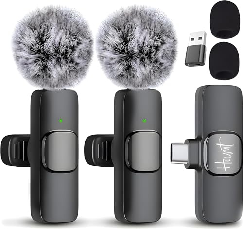 HOUMT Micrófono inalámbrico para interfaz Android USB-C compatible con Samsung serie S24 y iPhone 15, micrófono Lavalier inalámbrico para Android, micrófono USB C para grabación de video vlogging (2