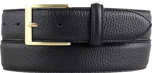 BELTINGER Italienischer Anzug-Gürtel, 35 mm breit, Herren, Anzuggürtel, Hosengürtel, strukturiertes Leder, Schließe Gold