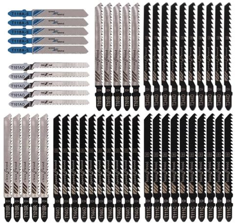 Bestgle Set di 50 Lame per Sega a Gattuccio Legno, Lame per Sega Universale in Acciaio Ad Alto Tenore di Carbonio (HCS) per DeWalt Bosch Makita Milwaukee Ryobi Ridgid Skil Craftsman e Altri