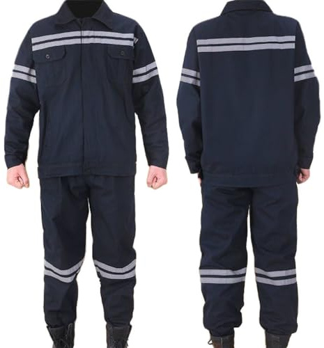Opaeroo Welder Coverall Heavy Duty Safe Welding Overalls with Pocket Reflective Strip Boiler Suit Poly Cotton Protective Safety Work Wear for Men Women L
