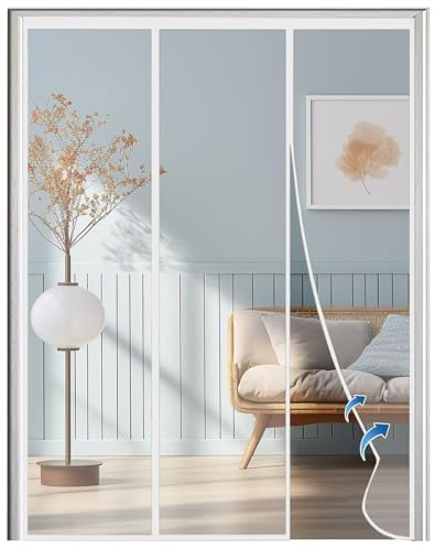 Fliegengitter Insektenschutz, 195x195cm Fenster Rollo Insektenschutzrollo Ohne Bohren Kinderleichte Klebemontage Weiß
