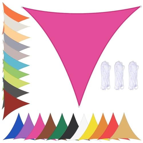 Tenda a Vela Ombreggiante Triangolare Impermeabile Tenda da Sole per Esterno Giardino Tende Vela Parasole 90% UV Protezione Telo Ombreggiante con Occhielli Rosa Rossa 6x6x6m