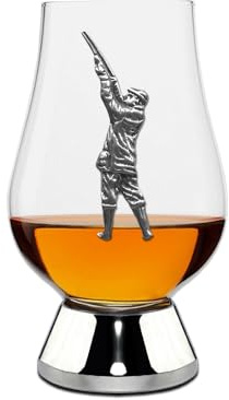 English Pewter Company WGP043 Verre à whisky Wee Glencairn avec badge de chasse en étain 70 ml