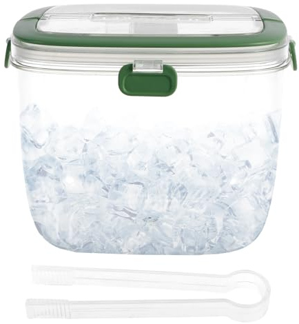 Ice Bucket with Lid and Tong Sealed,5L Ice Cube Bucket,Portable Ice Bucket Container Wine Bucket with Handle,Ice Storage Bin for Cocktail Freezer Bar Parties Barbeque Camping, Green