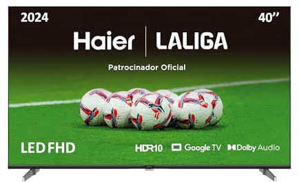 Haier Direct LED Full HD H40K85EFX - 40, Smart TV, Google TV, Dolby Audio, HDR 10, Smart Remote Control, Google Assistant, Bluetooth 5.1, DBX TV, HDMI 2.1 x 4, Sin Marcos, 2024