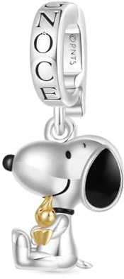 GNOCE Charm Anhänger Peanuts Stehender Snoopy Anhänger 925 Sterlingsilber Beads Charms für Frauen und Mädchen Schmuckgeschenk für Fans