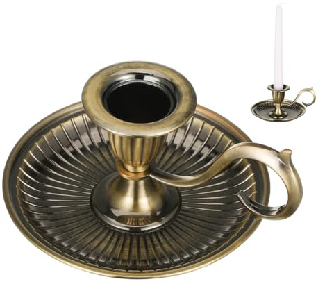 Cabilock Candeliere in mano oro stand ghirlanda per candele da tavolo e supporti pilastro candela stand candelieri pilastro candela piatto antico retrò Decor delicato portacandele in lega di zinco