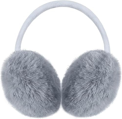 ALYAR Ear Muffs Fluffy Ear Warmer Plush Thermal Furry Ear Covers Windproof Soft Headband Ear Protector Earmuff Winter Headwear Outdoor Sports Earflaps Ideal for Boys Girls & Womens (Grey)