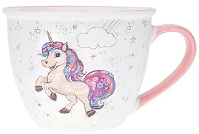 Bol timbale avec une anse - Motif licorne qui danse - porcelaine - 550ML
