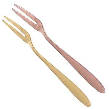 IMIKEYA 2stücke Edelstahl Obstgabeln Mit Zwei Zinken Beschichtete Gold Roségold-dessertgabeln Für Cocktail Kuchen Obstverkostung Geeignet Für Zuhause Party Hotel Bistro