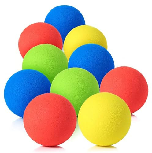 FeiOne 10 STÜCK leichte 2,36-Zoll Schaumstoffball, Softbälle – Kleine Softball-Kugeln für sicheren Indoor-Spielspaß mit 6 leuchtenden Farben Jungen und Mädchen（Zufällige Farbe）
