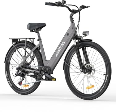 HillMiles MileCity1 26 Adult Electric Bike, 7-Speed 36V 13Ah Removable Battery, 25km/h & 80-100km Range E-bike For Urban Commuters, IP65 Waterproof (Grey)
