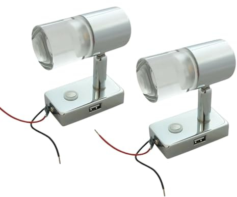 2 x LED Reading Light 12V 24V Spotlight Day Night Touch Switch Dimmable Caravan Campervan Boat Lamp