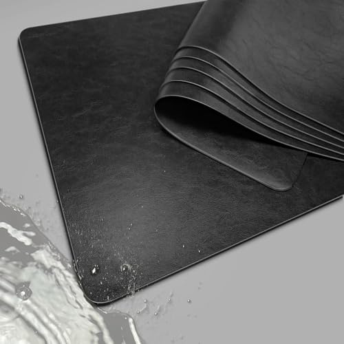 Tischuntersetzer Abwaschbar，Hochwertige Tischsets Platzsets Abwaschbar 6er Set, Tischset Leder, Telleruntersetzer Rutschfest-Wasserdicht, Schwarz Platzdeckchen Kunstleder,Tisch Sets Modern-Outdoor