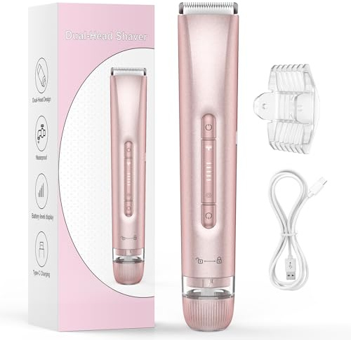 Rasierer Damen, 2-In-1 Intimrasierer für Frauen Damenrasierer Elektrisch Nass-Trockenrasierer Haarentferner für Achseln Bikini Trimmer mit Beine, Arme, IPX7 Wasserdicht USB-Aufladung